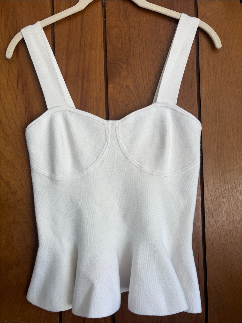 Express White Peplum Sweetheart Strap Bandeau Top